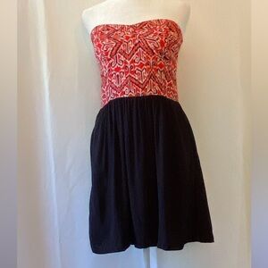 Women's Strapless Bohemian Summer Mini Sundress Medium Western Festival Cowgirl